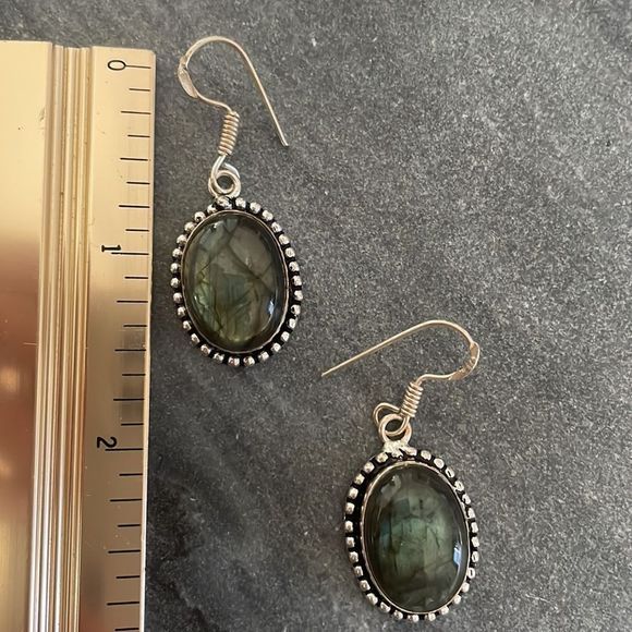 Labradorite Sterling Silver Earrings - Picture 4 of 5